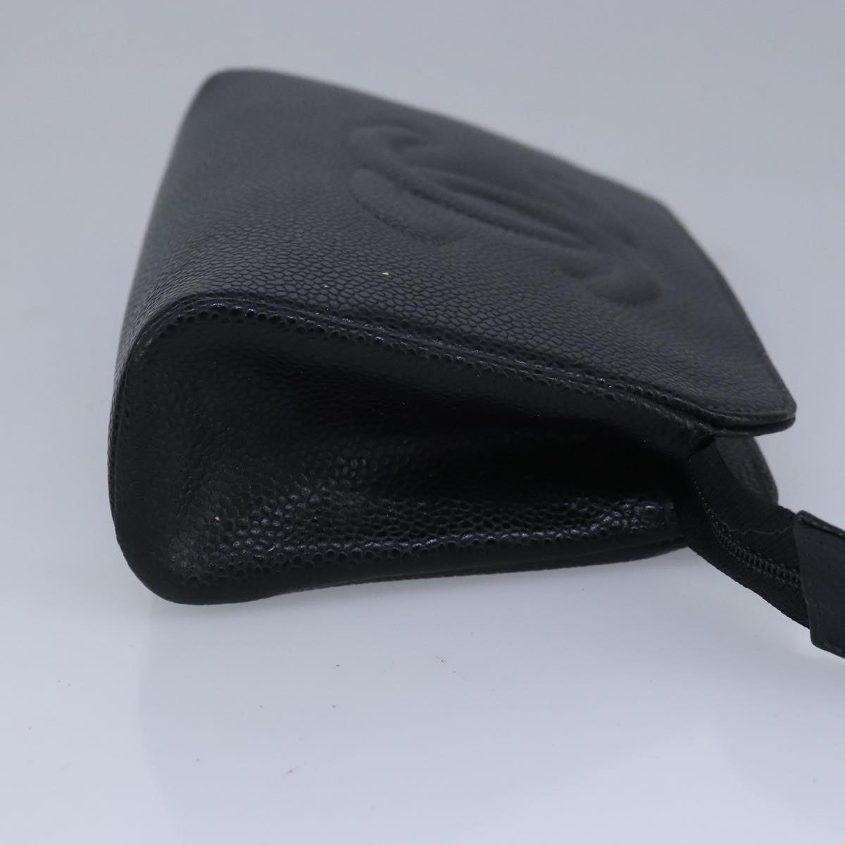 CHANEL COCO Mark Pouch Caviar Skin Black Gold CC bs20200