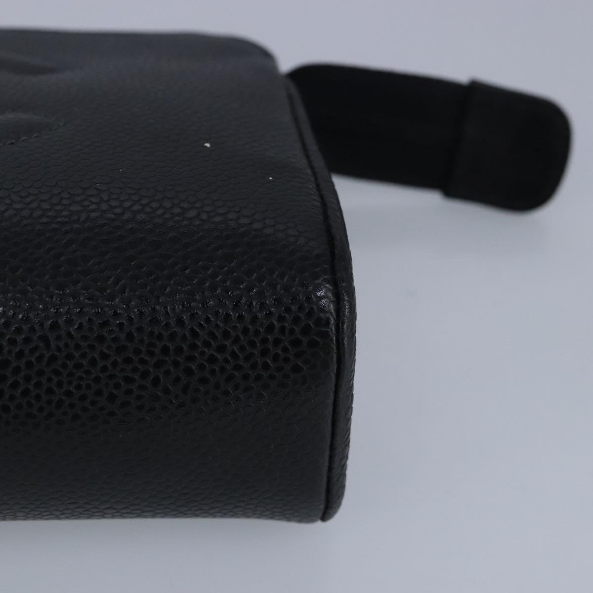 CHANEL COCO Mark Pouch Caviar Skin Black Gold CC bs20200