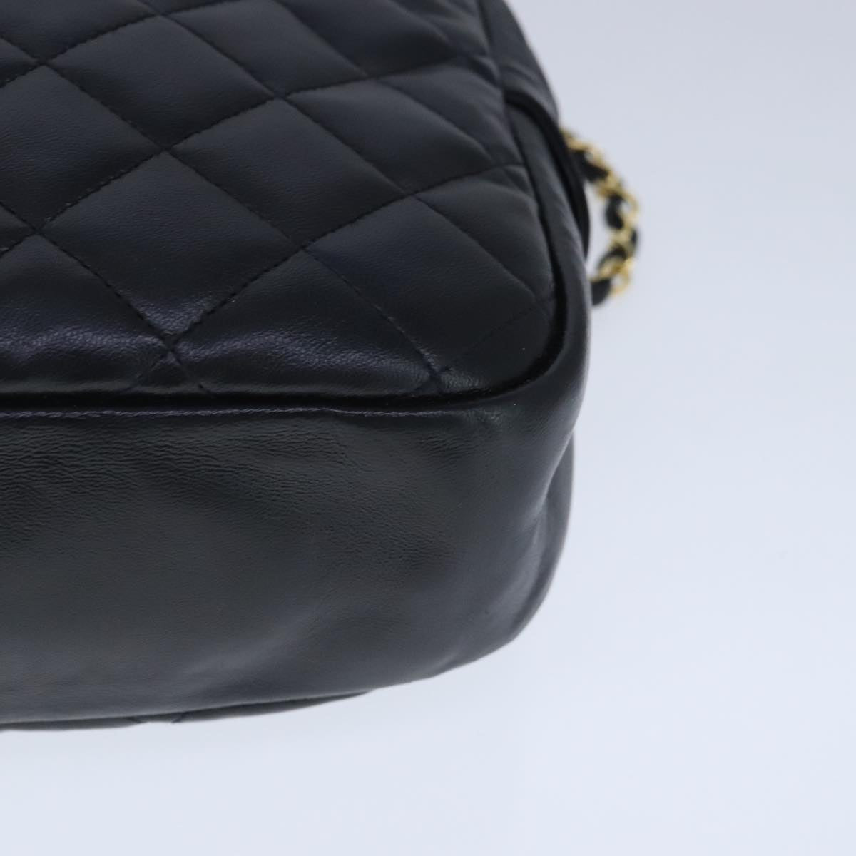CHANEL Matelasse Chain Shoulder Bag Lamb Skin Black Gold CC bs20231