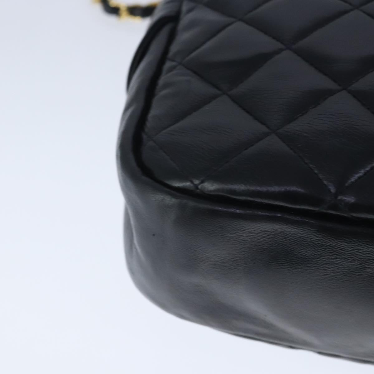 CHANEL Matelasse Chain Shoulder Bag Lamb Skin Black Gold CC bs20231