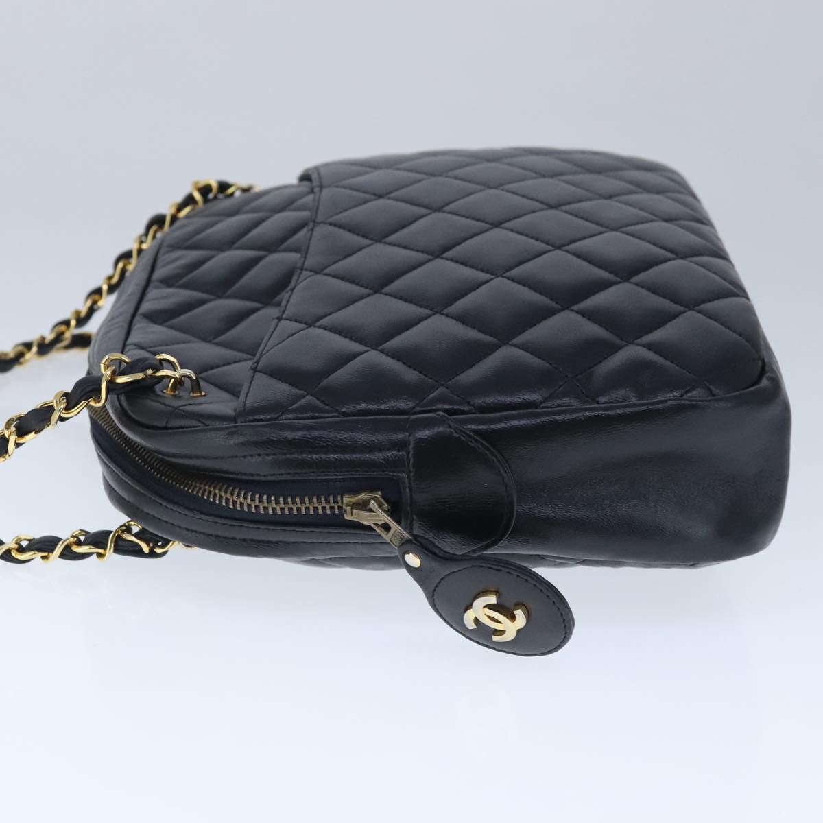 CHANEL Matelasse Chain Shoulder Bag Lamb Skin Black Gold CC bs20231