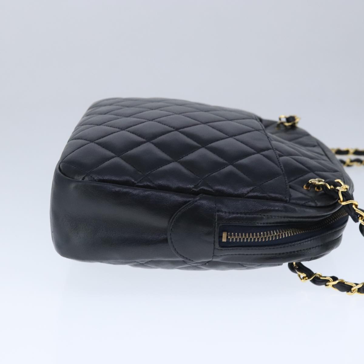 CHANEL Matelasse Chain Shoulder Bag Lamb Skin Black Gold CC bs20231