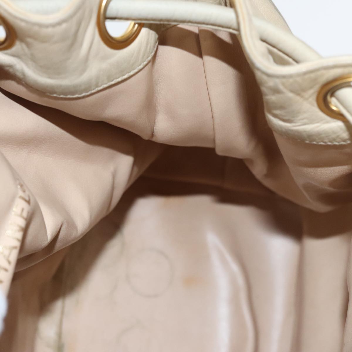 CHANEL Chain Shoulder Bag Lamb Skin Beige Gold CC bs20240