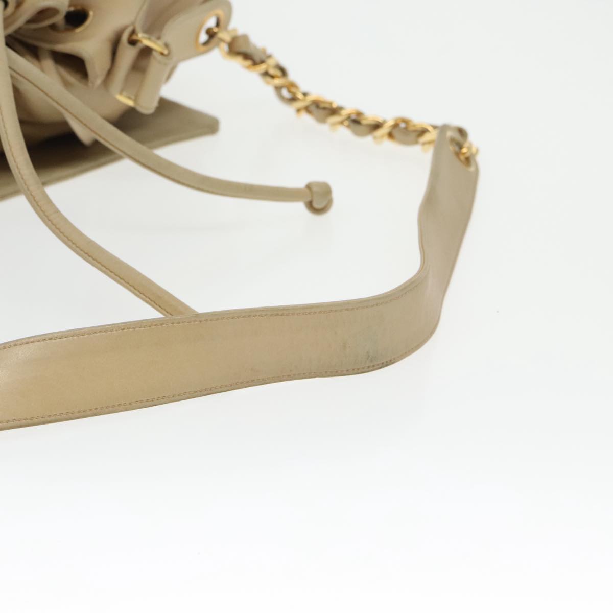 CHANEL Chain Shoulder Bag Lamb Skin Beige Gold CC bs20240