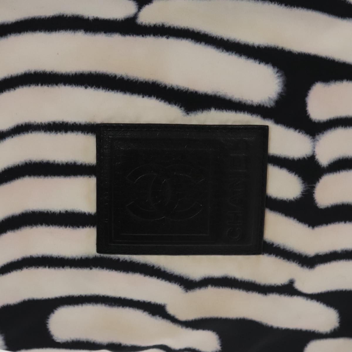 CHANEL Sports Shoulder Bag Nylon White Black Silver CC bs20241