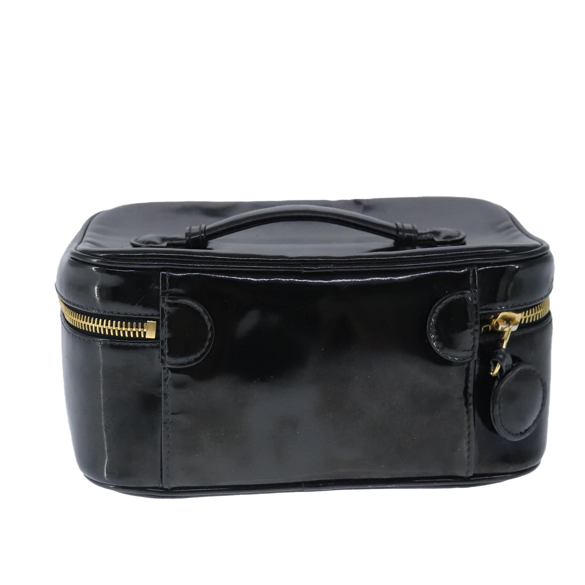 CHANEL Vanity Pouch Enamel Black Gold CC bs20306