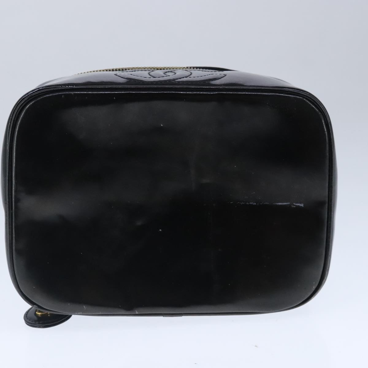 CHANEL Vanity Pouch Enamel Black Gold CC bs20306