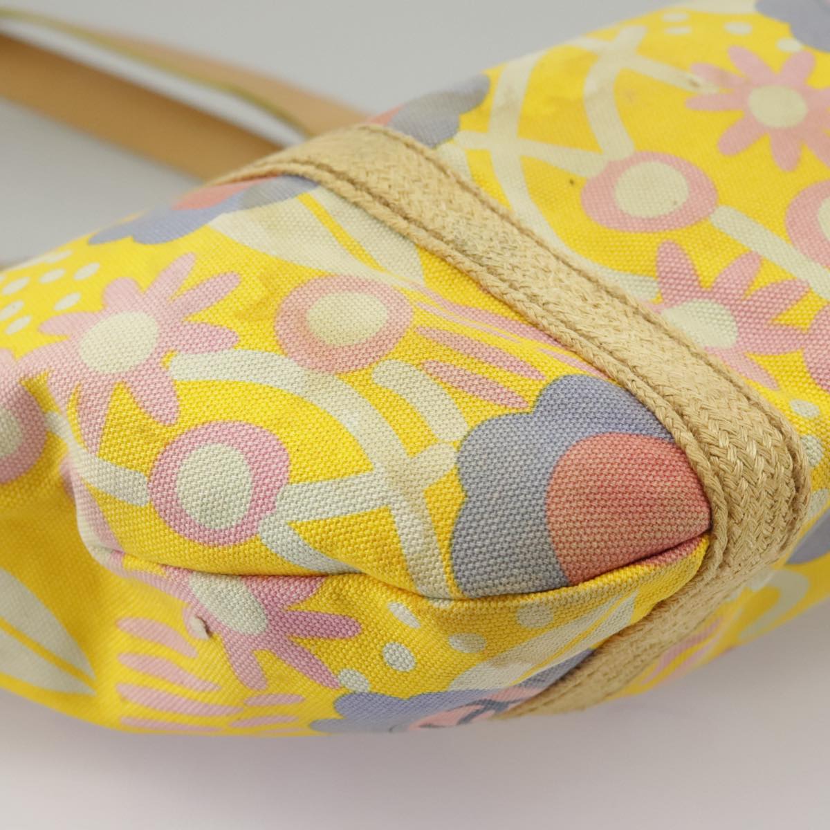 CHANEL High Summer Tote Bag Canvas Yellow Silver CC bs20423