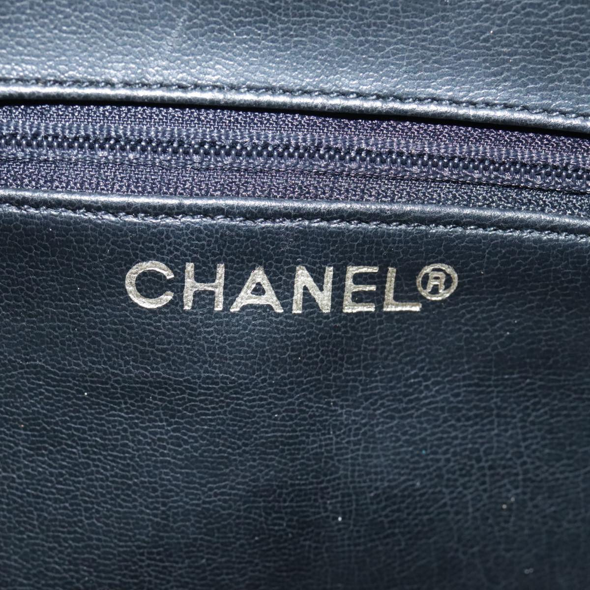 CHANEL Bicolore Chain Matelasse Shoulder Bag Lamb Skin Black CC bs20538
