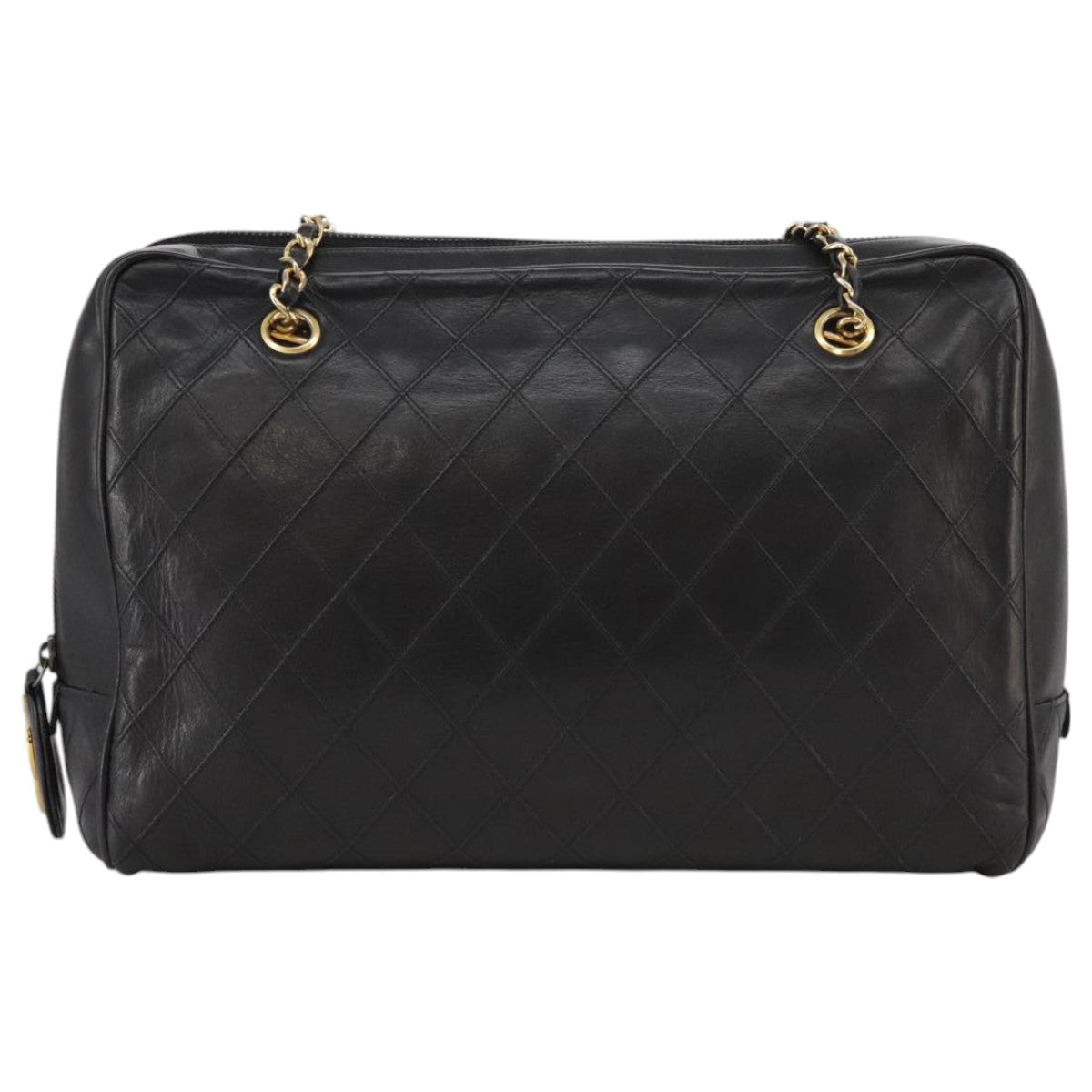 CHANEL Bicolore Chain Matelasse Shoulder Bag Lamb Skin Black CC bs20538