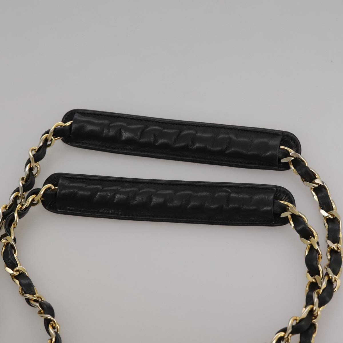 CHANEL Bicolore Chain Matelasse Shoulder Bag Lamb Skin Black CC bs20538