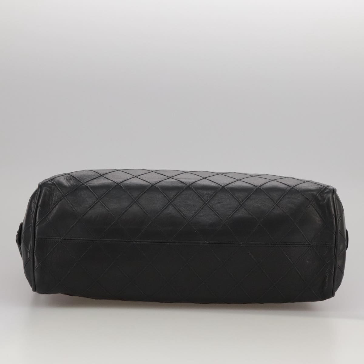 CHANEL Bicolore Chain Matelasse Shoulder Bag Lamb Skin Black CC bs20538