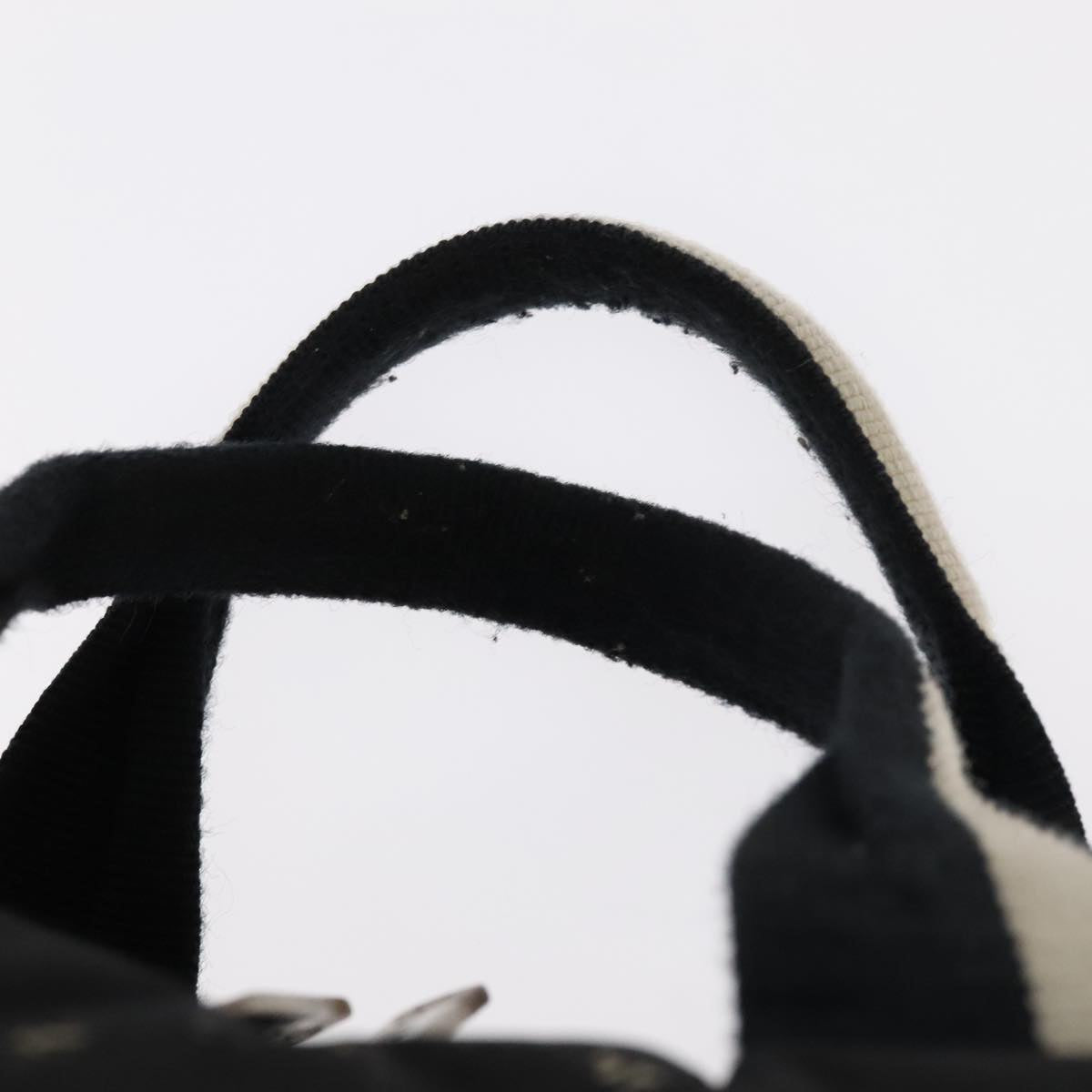 CHANEL Travel Line Hand Bag Nylon Black White Silver CC bs20701