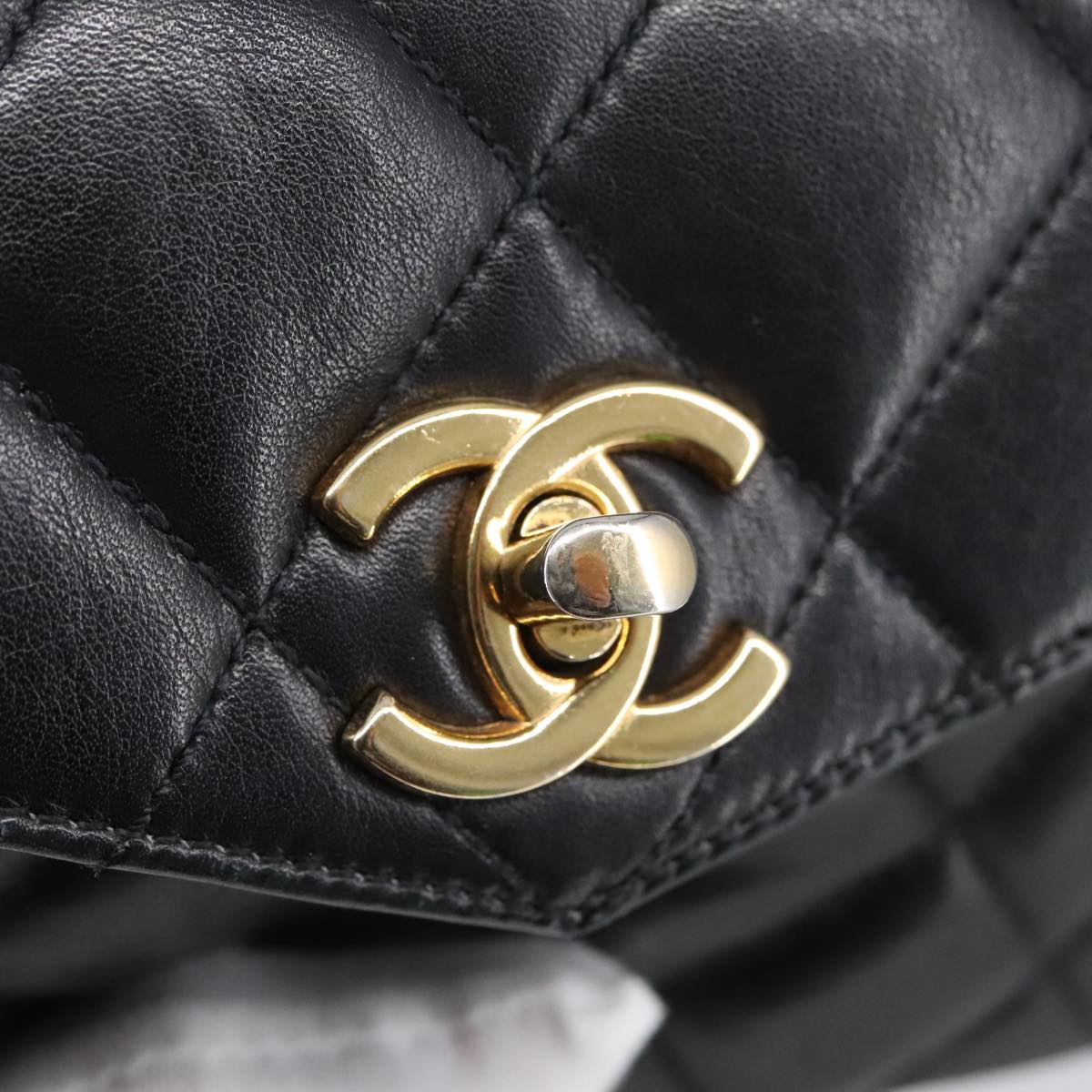 CHANEL Matelasse Chain Waist bag Lamb Skin Black Gold CC bs20727