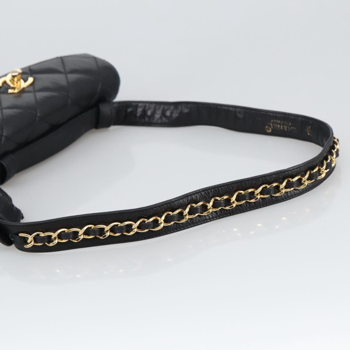 CHANEL Matelasse Chain Waist bag Lamb Skin Black Gold CC bs20727