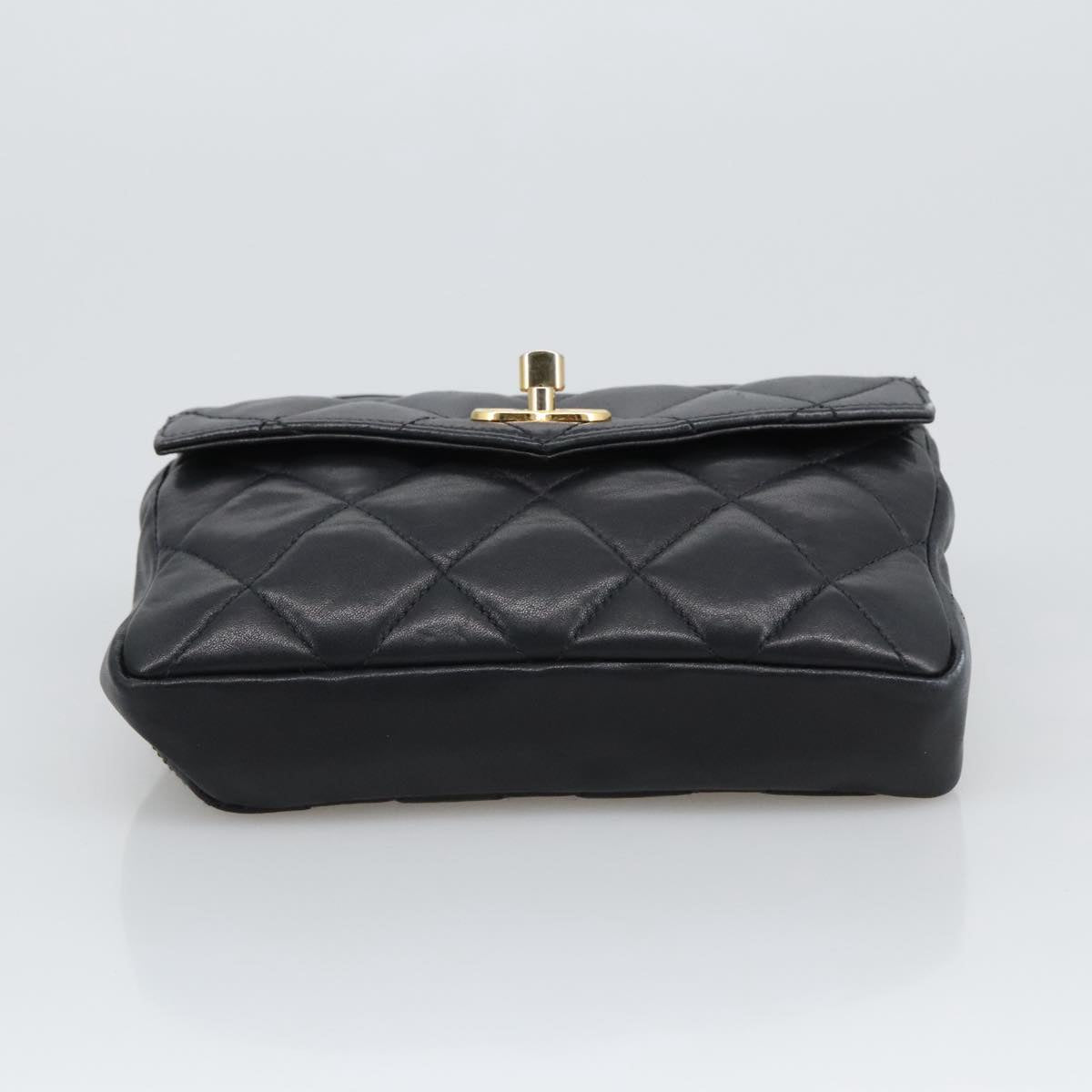 CHANEL Matelasse Chain Waist bag Lamb Skin Black Gold CC bs20727