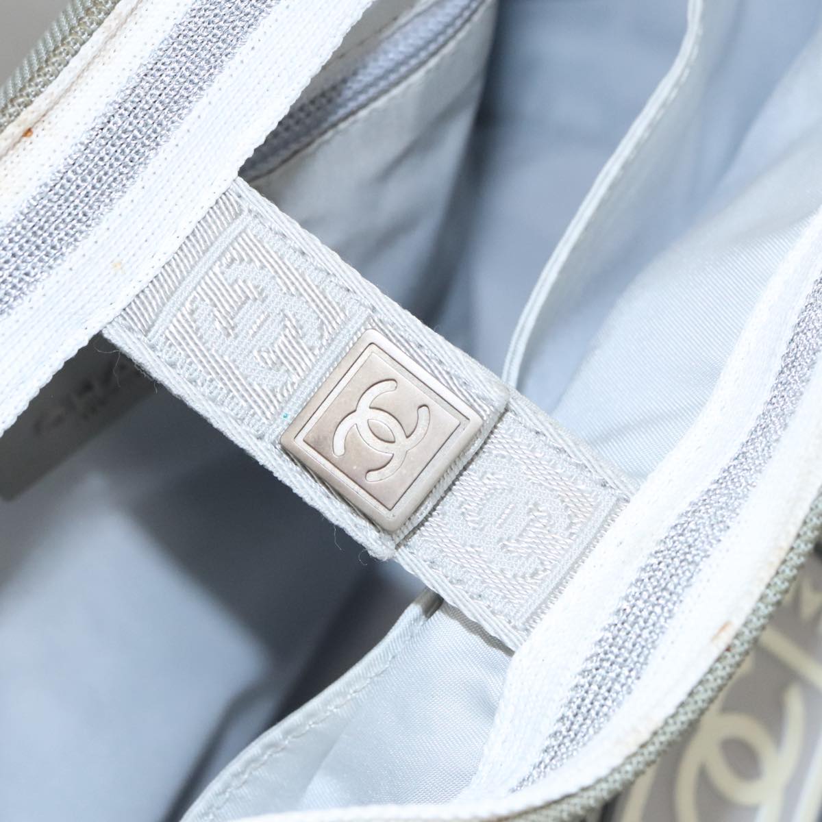 CHANEL Sports Tote Bag Nylon Light Gray CC bs20733
