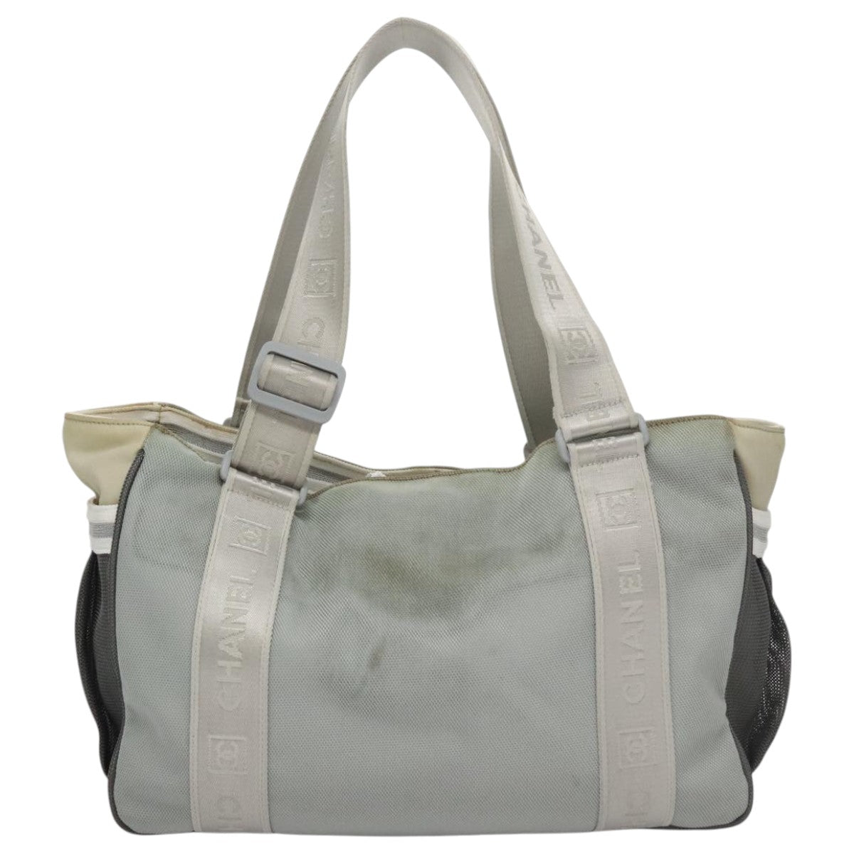 CHANEL Sports Tote Bag Nylon Light Gray CC bs20733