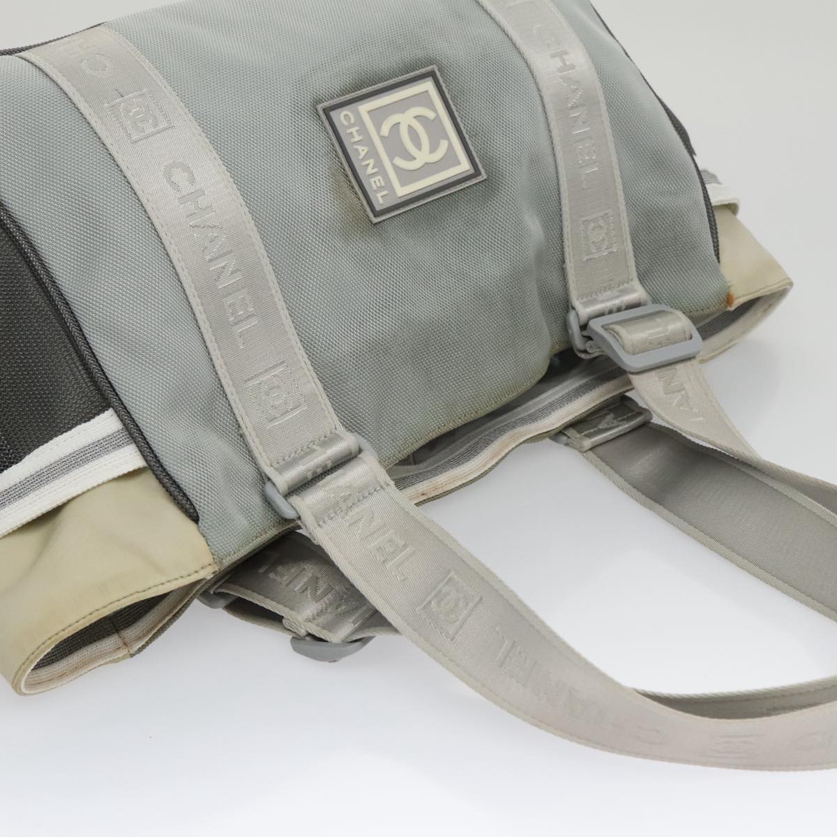 CHANEL Sports Tote Bag Nylon Light Gray CC bs20733