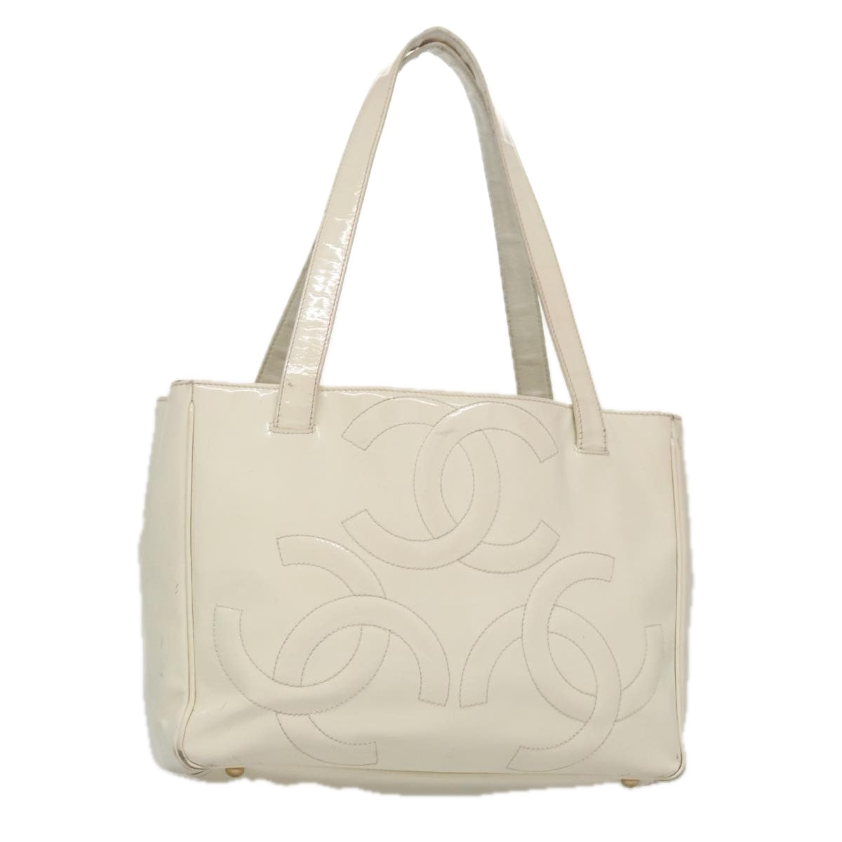 CHANEL Triple Coco Tote Bag Enamel White CC bs20805