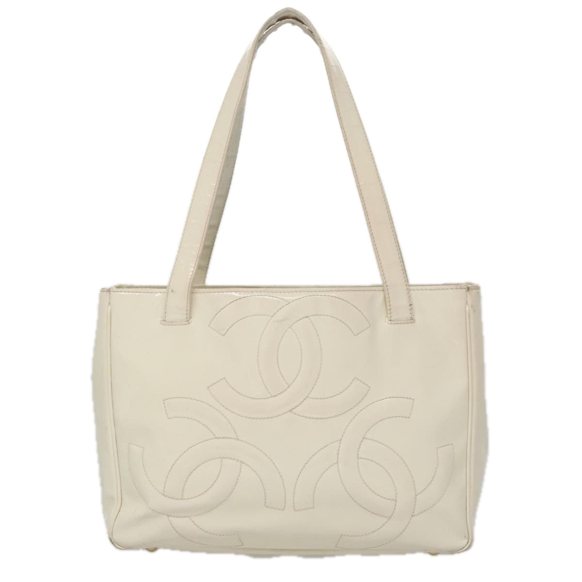 CHANEL Triple Coco Tote Bag Enamel White CC bs20805