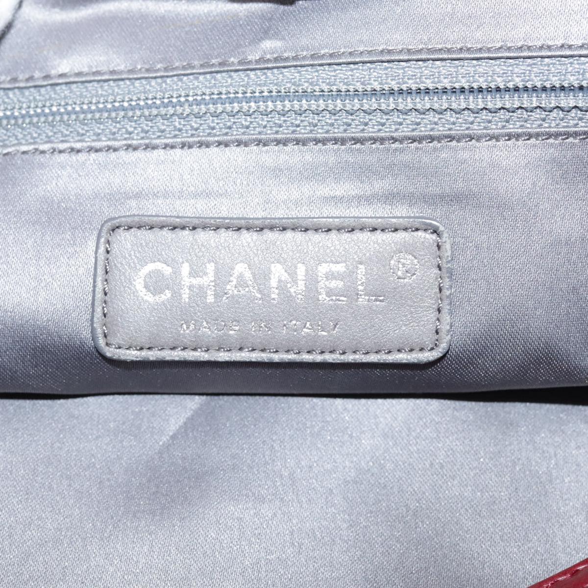 CHANEL COCO Mark Hand Bag Leather Red Silver CC bs20904