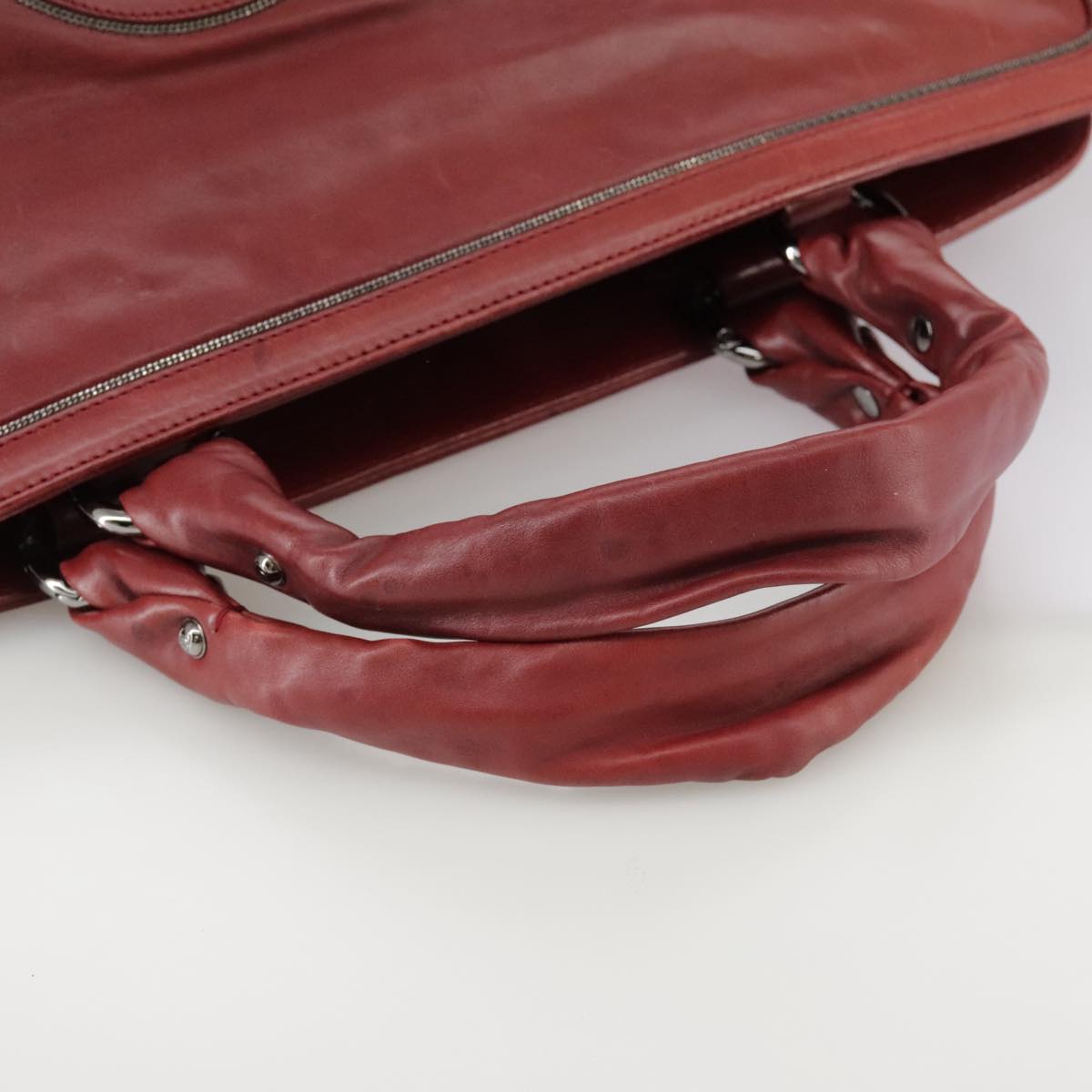 CHANEL COCO Mark Hand Bag Leather Red Silver CC bs20904