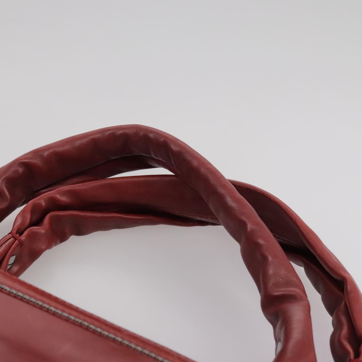 CHANEL COCO Mark Hand Bag Leather Red Silver CC bs20904