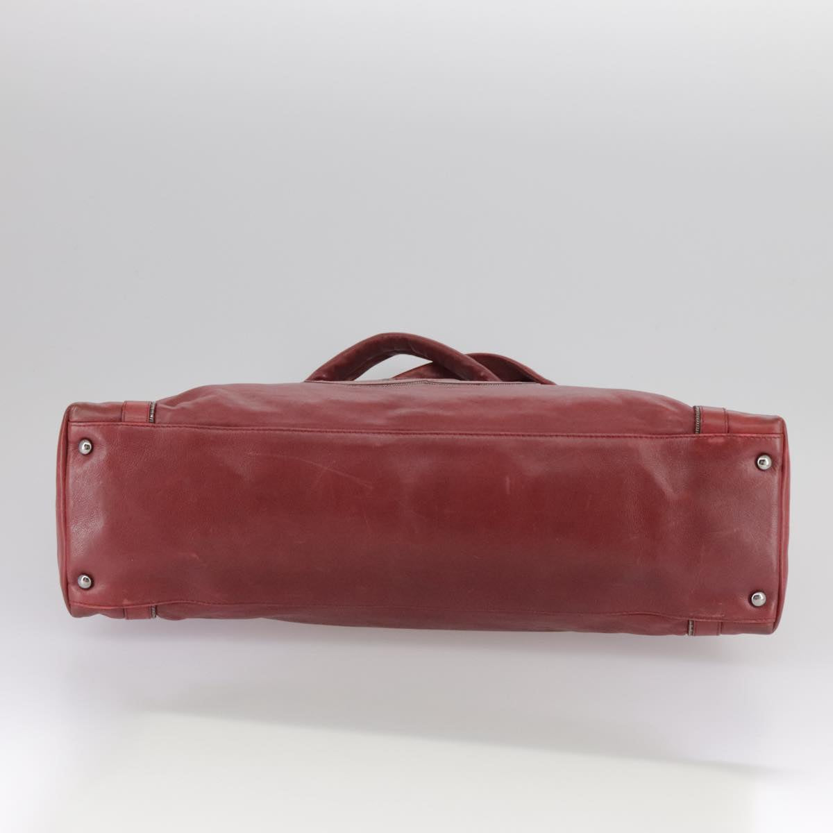 CHANEL COCO Mark Hand Bag Leather Red Silver CC bs20904