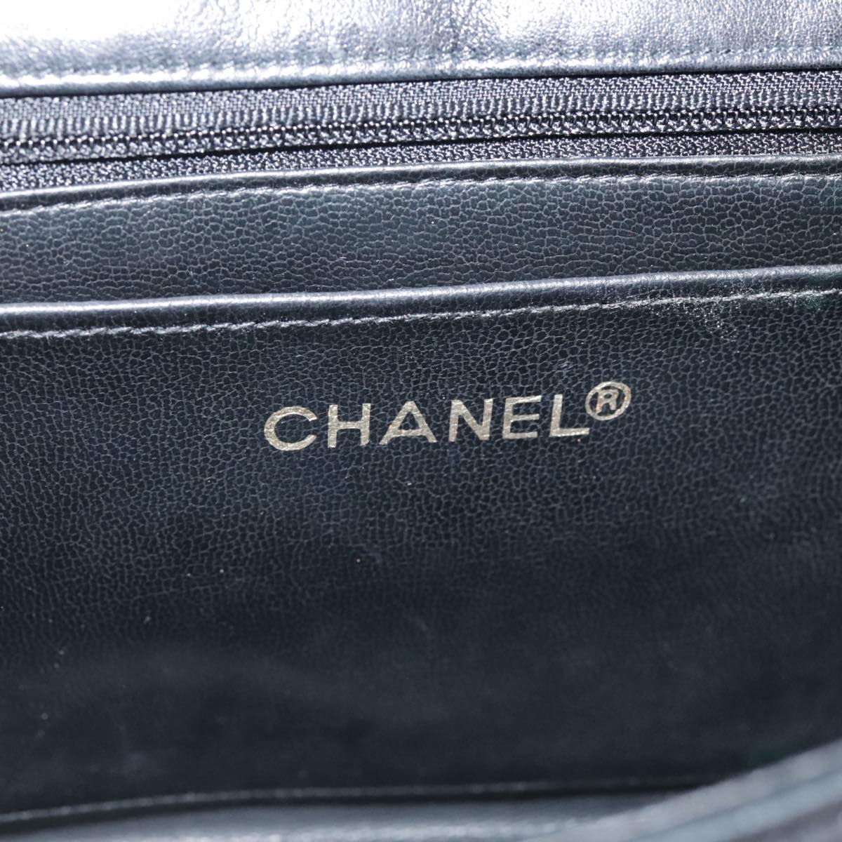 CHANEL Bicolore Chain Matelasse Bag Lamb Skin Black Gold CC bs20905