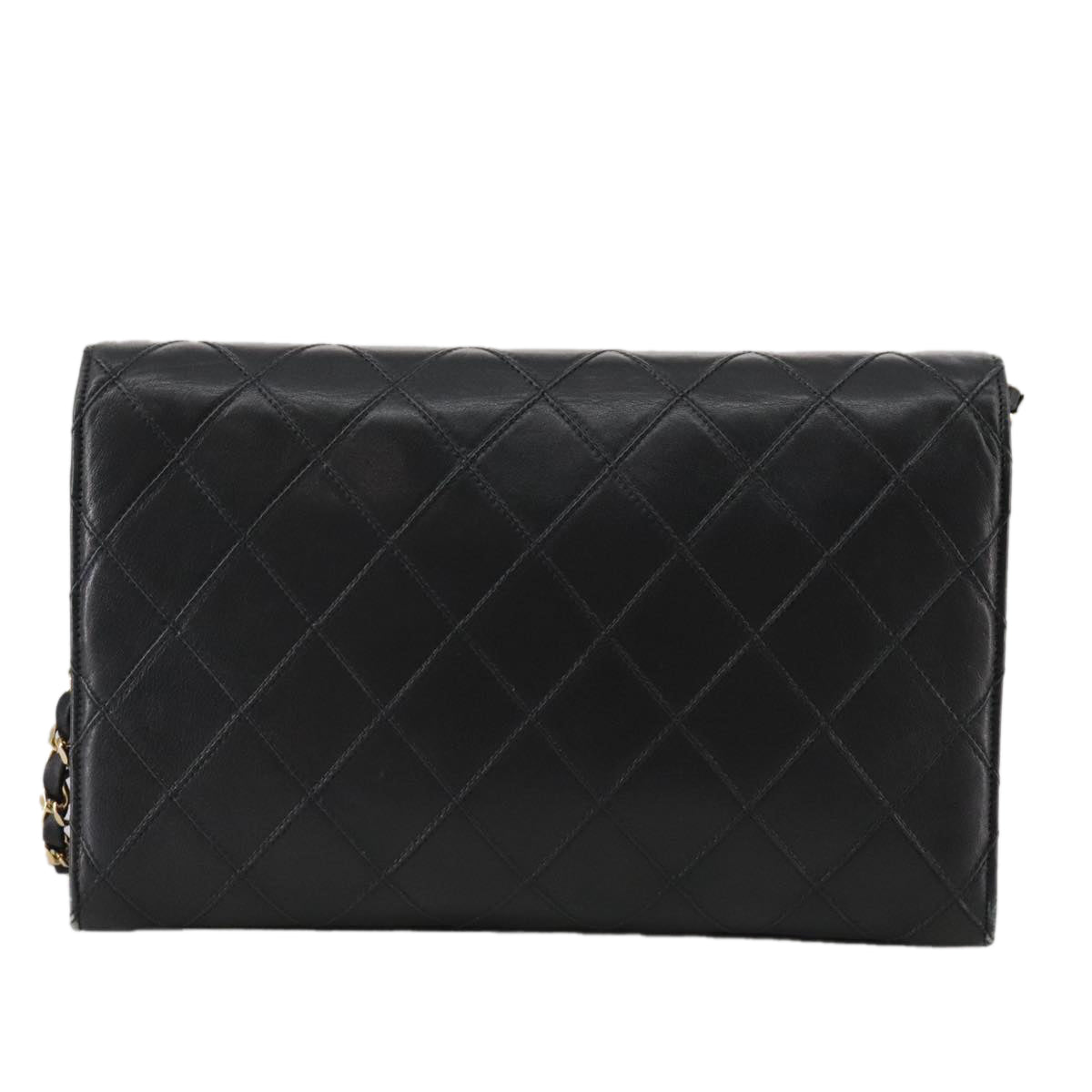 CHANEL Bicolore Chain Matelasse Bag Lamb Skin Black Gold CC bs20905