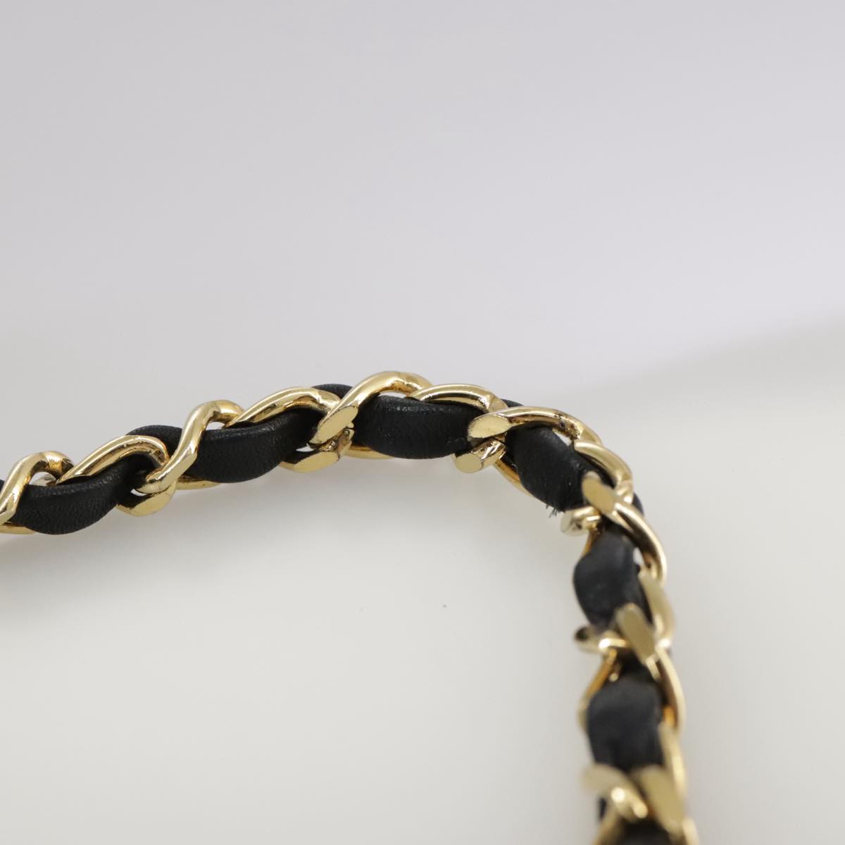 CHANEL Bicolore Chain Matelasse Bag Lamb Skin Black Gold CC bs20905