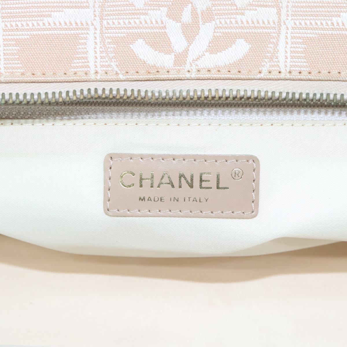 CHANEL New Travel Line Hand Bag Nylon Leather Beige Gold CC bs20923