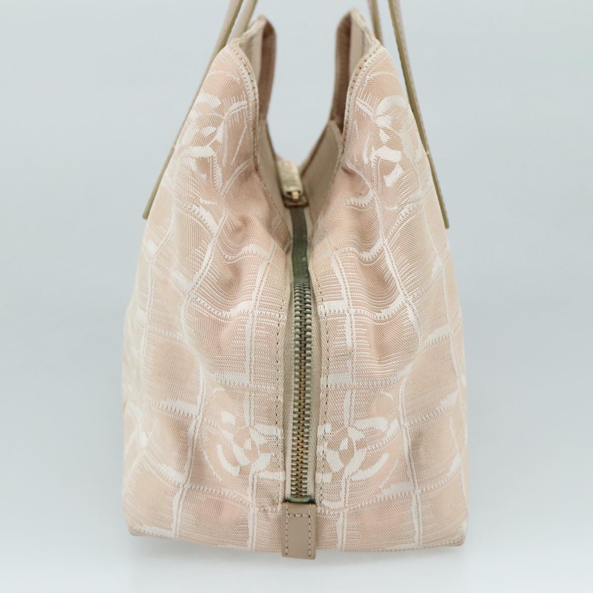 CHANEL New Travel Line Hand Bag Nylon Leather Beige Gold CC bs20923