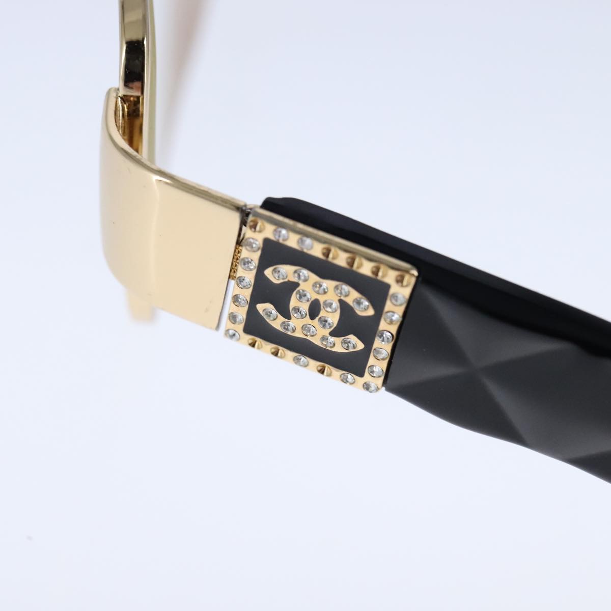 CHANEL Sunglasses Plastic Black Gold CC bs21028