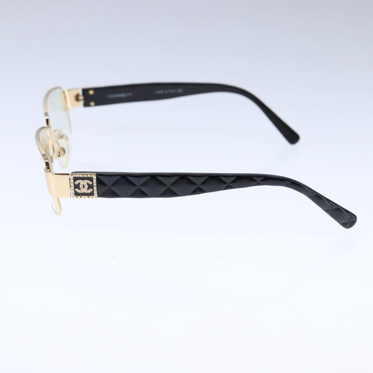 CHANEL Sunglasses Plastic Black Gold CC bs21028
