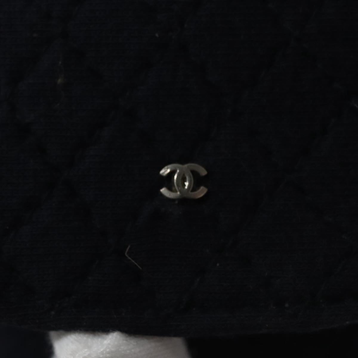 CHANEL Matelasse Chain Pouch Cotton Navy CC bs21038