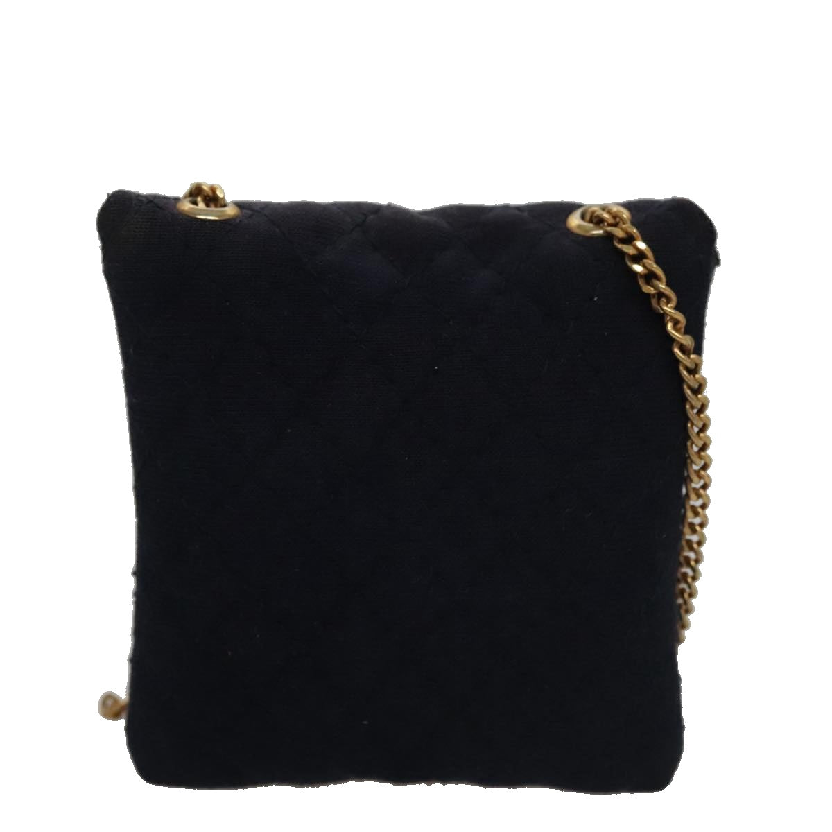 CHANEL Matelasse Chain Pouch Cotton Navy CC bs21038