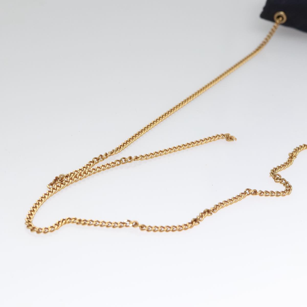 CHANEL Matelasse Chain Pouch Cotton Navy CC bs21038