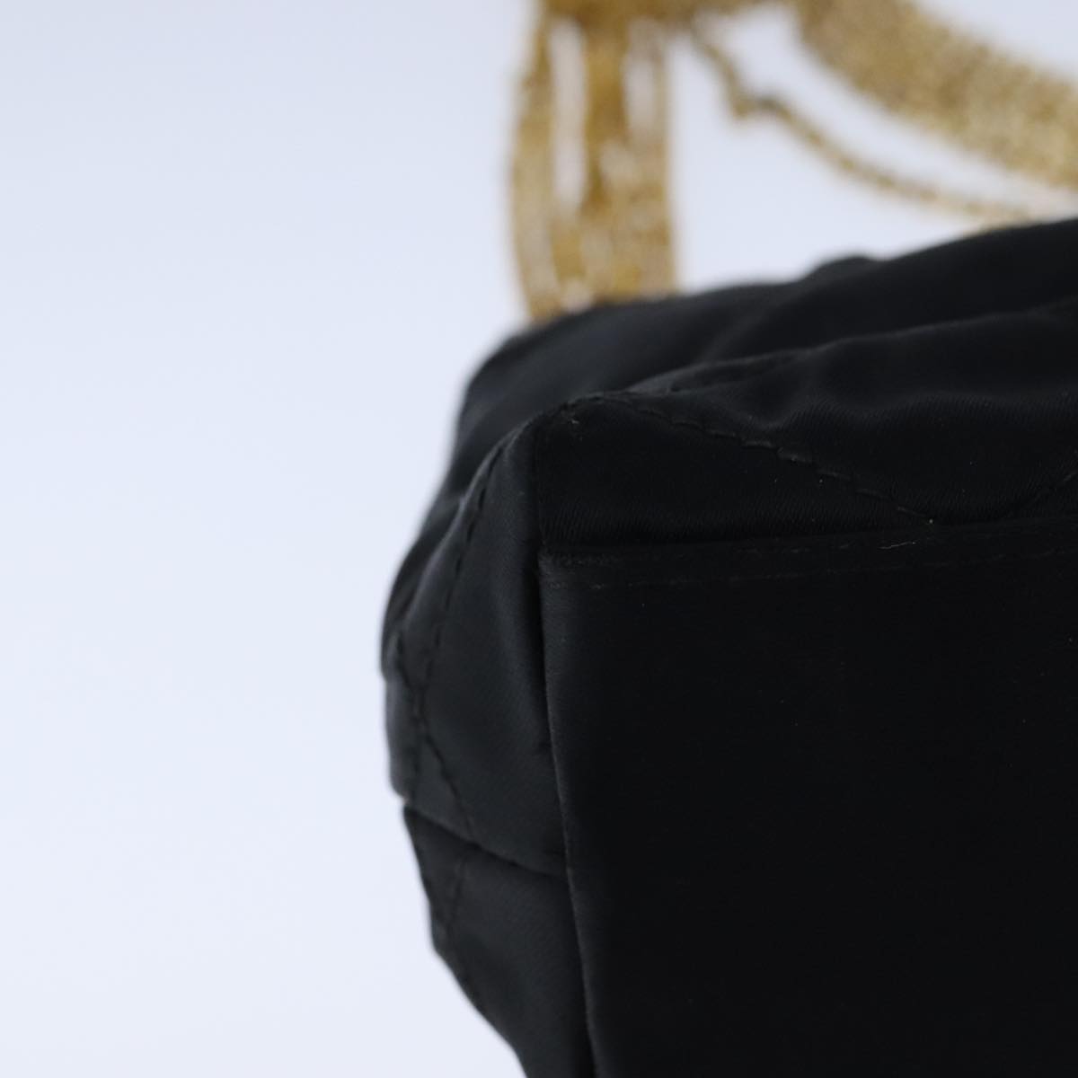 CHANEL Chain Matelasse Hand Bag Satin Black Gold CC bs21250