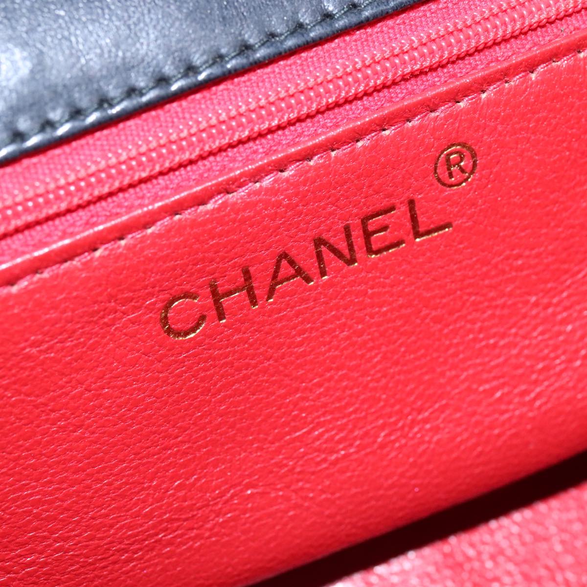 CHANEL Chain Matelasse Hand Bag Satin Black Gold CC bs21250