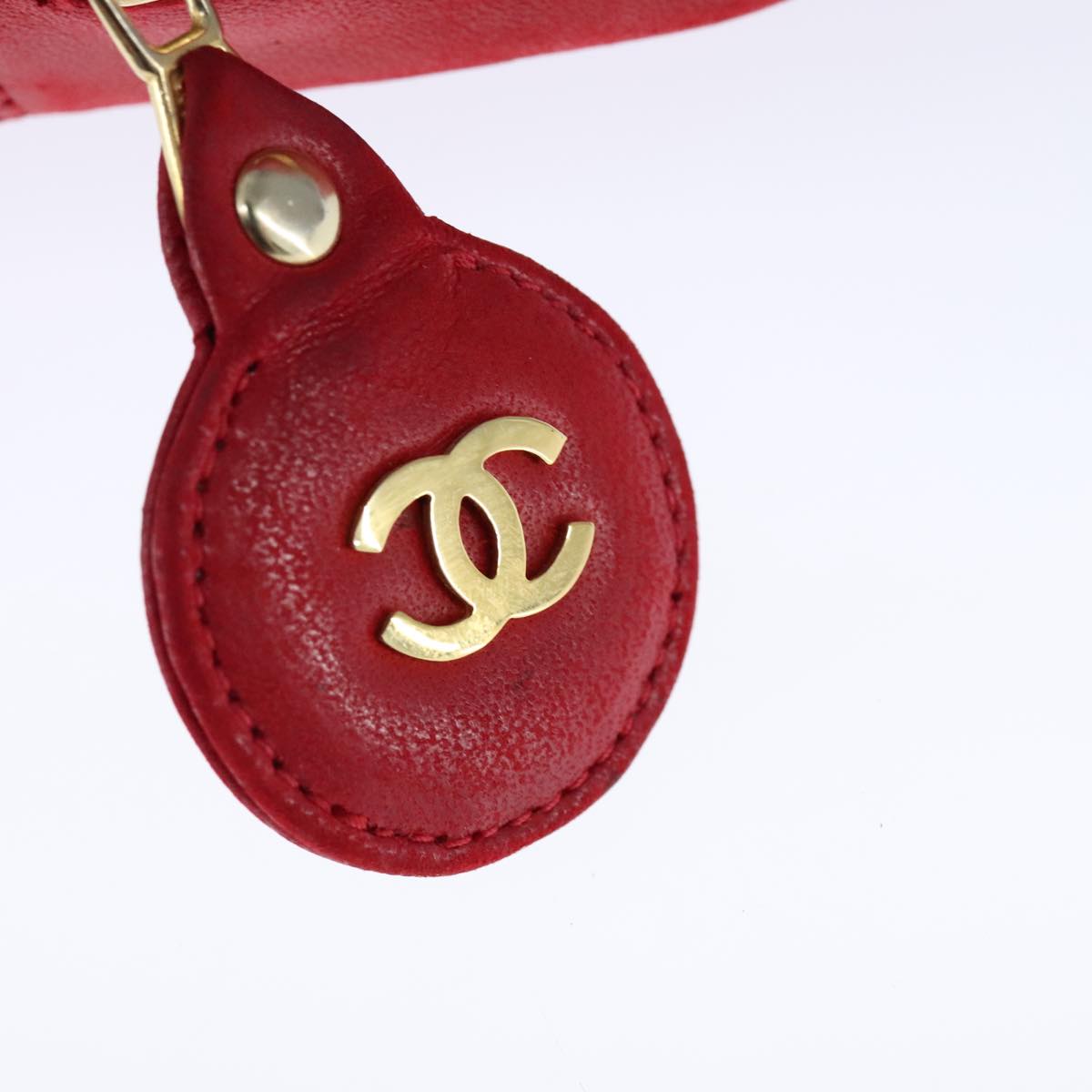 CHANEL Matelasse Shoulder Bag Lamb Skin Red Gold CC bs21314