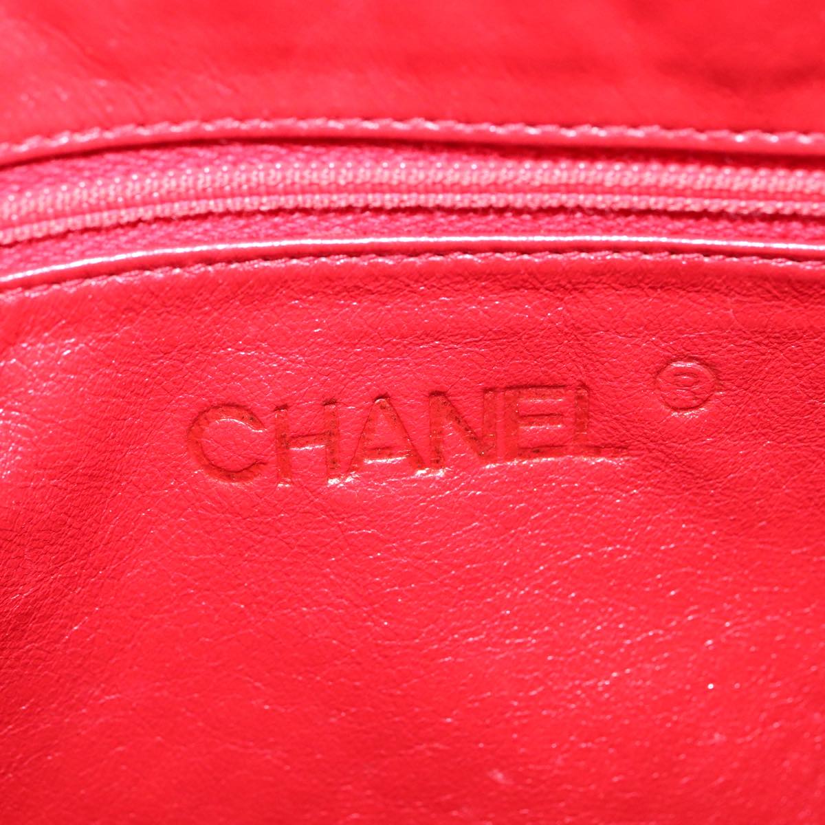 CHANEL Matelasse Shoulder Bag Lamb Skin Red Gold CC bs21314