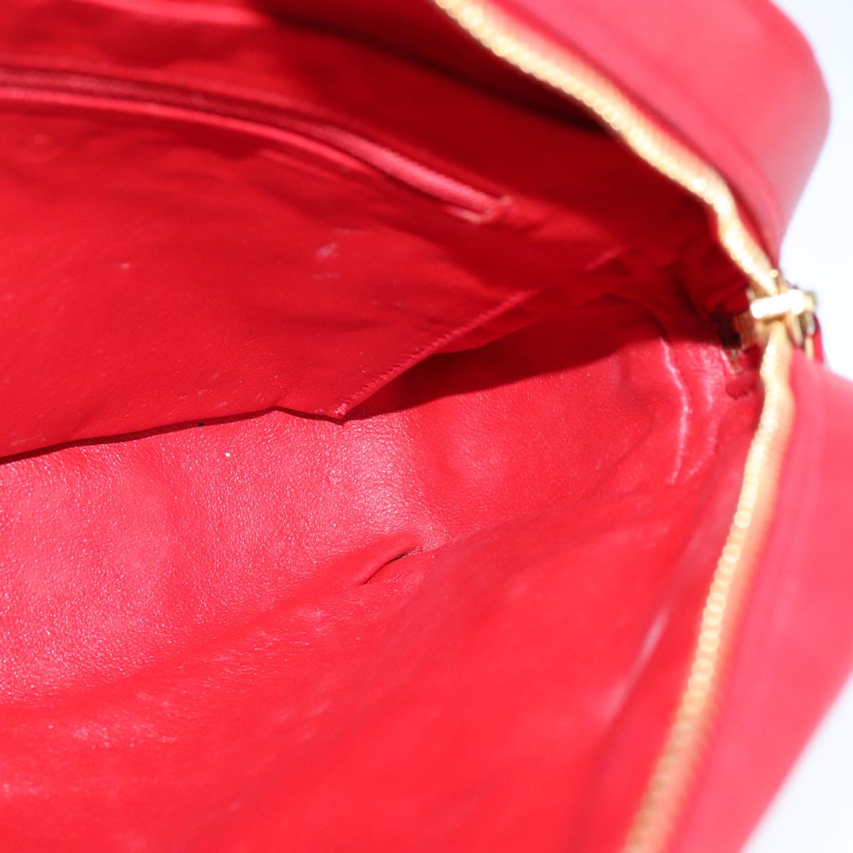 CHANEL Matelasse Shoulder Bag Lamb Skin Red Gold CC bs21314