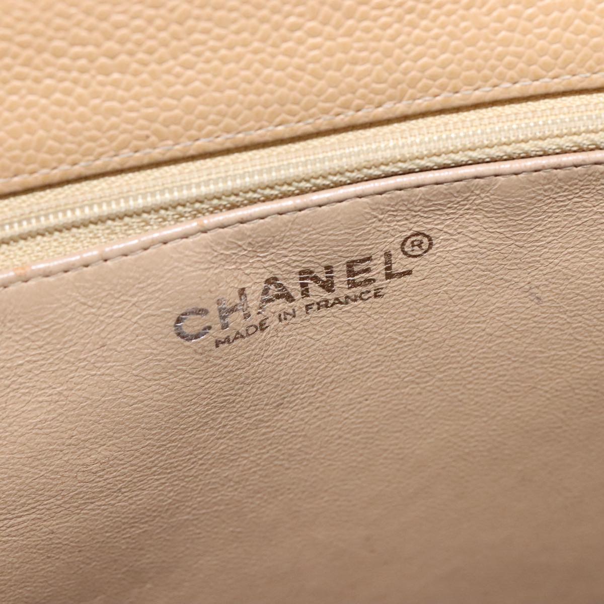 CHANEL Tote Bag Caviar Skin Beige Gold CC bs21315