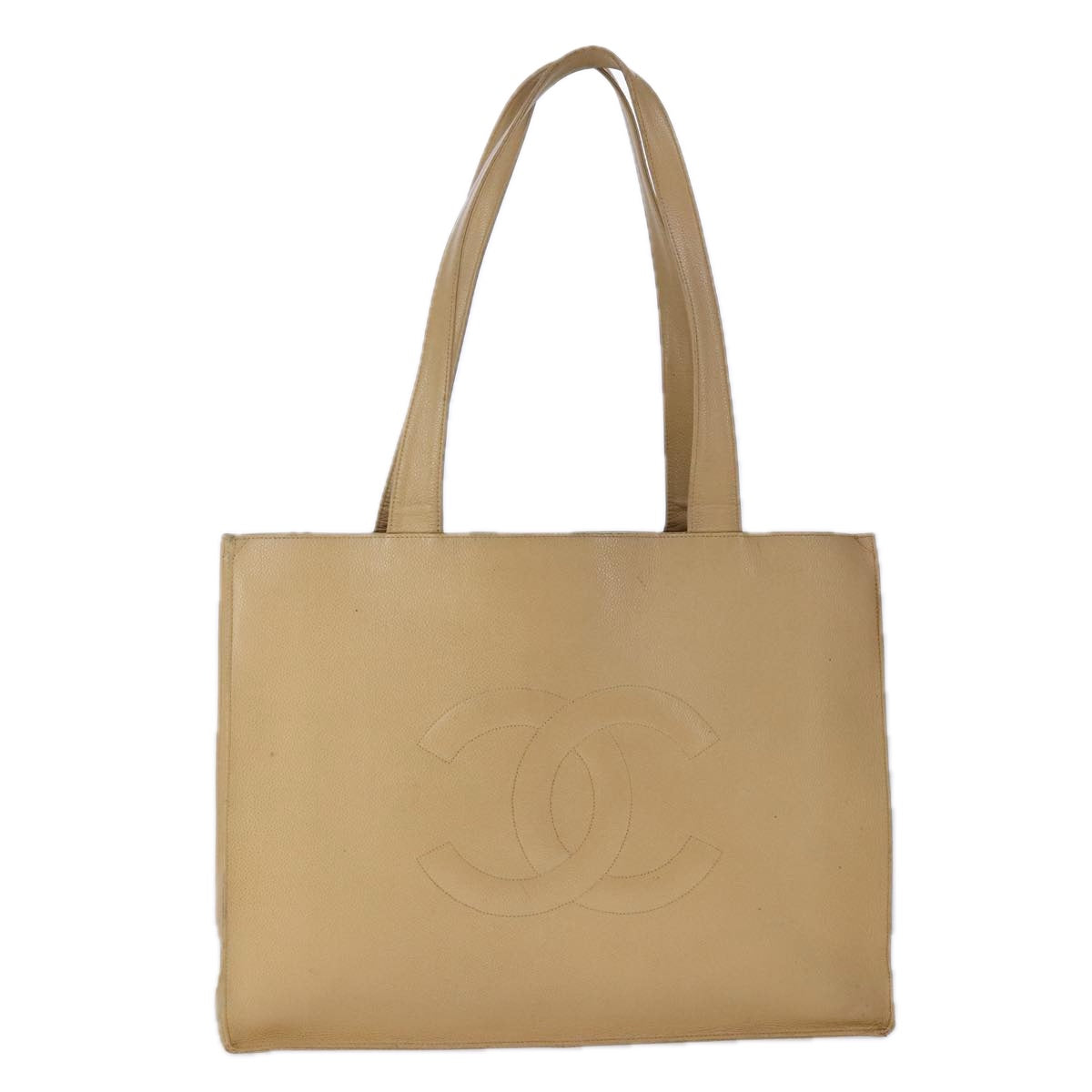 CHANEL Tote Bag Caviar Skin Beige Gold CC bs21315