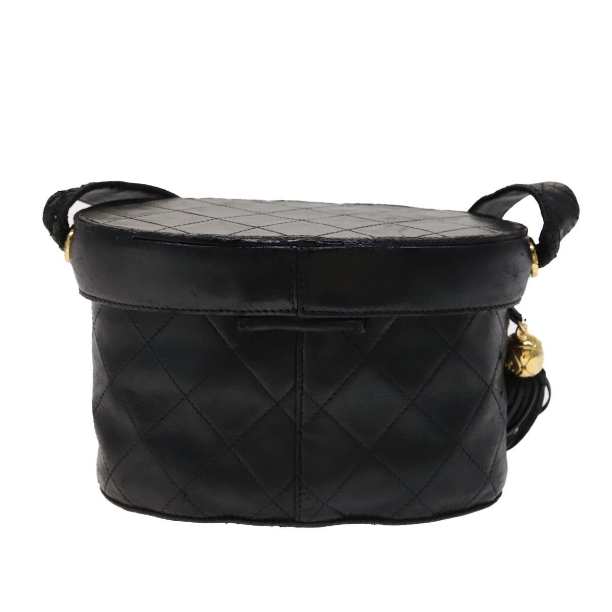 CHANEL Matelasse Shoulder Bag Lamb Skin Gold Black CC bs21318