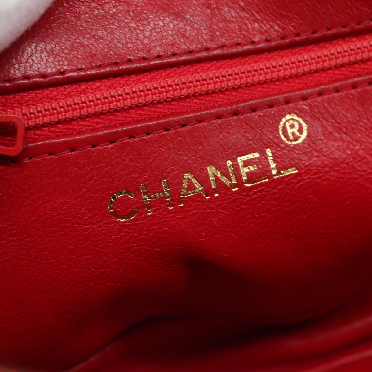 CHANEL Matelasse Pouch Lamb Skin Red CC bs21620