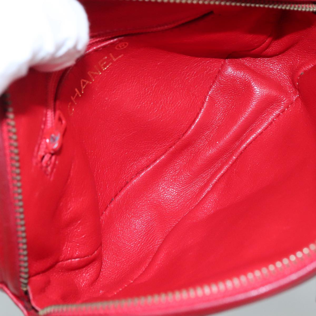 CHANEL Matelasse Pouch Lamb Skin Red CC bs21620