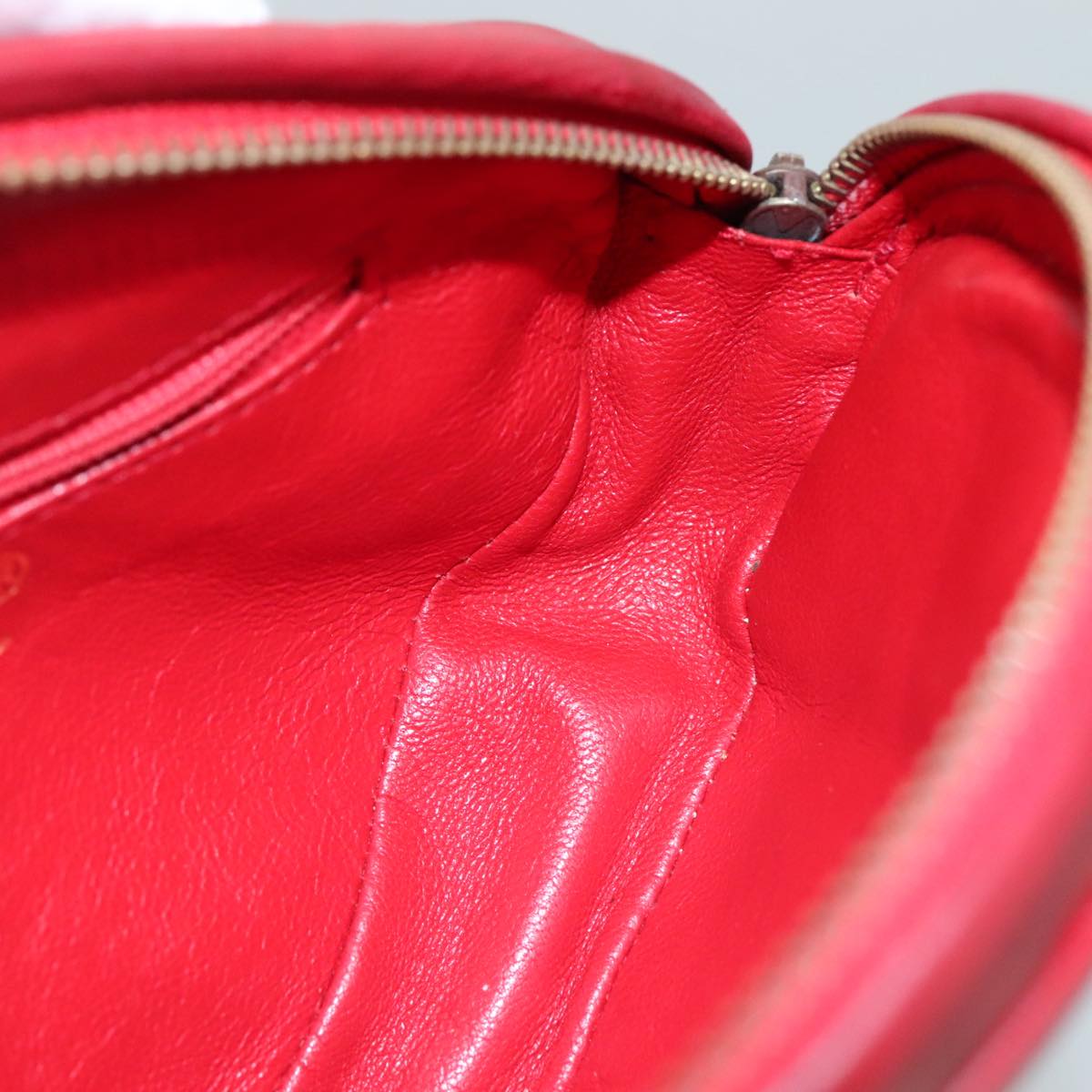 CHANEL Matelasse Pouch Lamb Skin Red CC bs21620